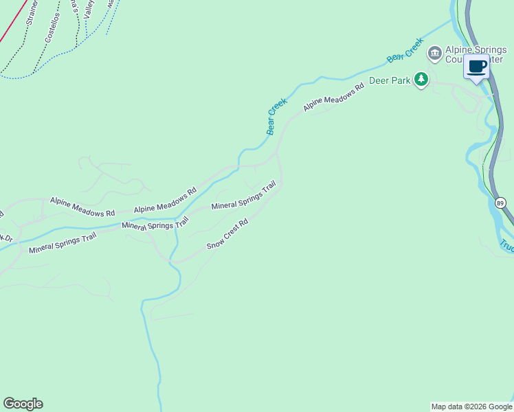 map of restaurants, bars, coffee shops, grocery stores, and more near 1024 Snow Crest Road in Alpine Meadows