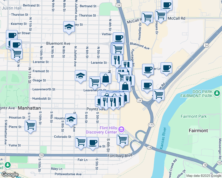 map of restaurants, bars, coffee shops, grocery stores, and more near 300 North 4th Street in Manhattan