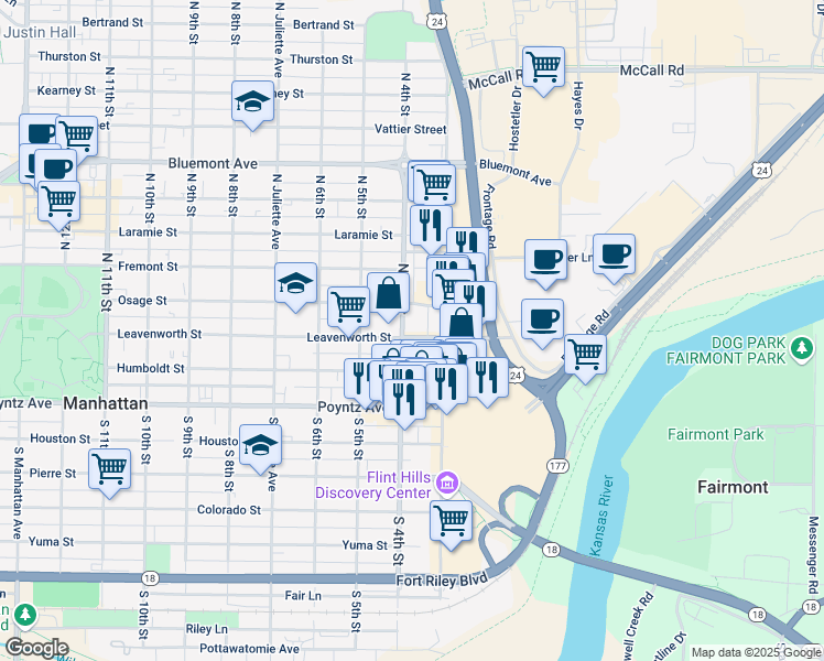 map of restaurants, bars, coffee shops, grocery stores, and more near 300 North 4th Street in Manhattan