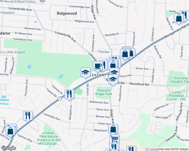 map of restaurants, bars, coffee shops, grocery stores, and more near 6027 U.S. 22 in Cincinnati