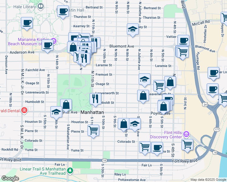 map of restaurants, bars, coffee shops, grocery stores, and more near in Manhattan