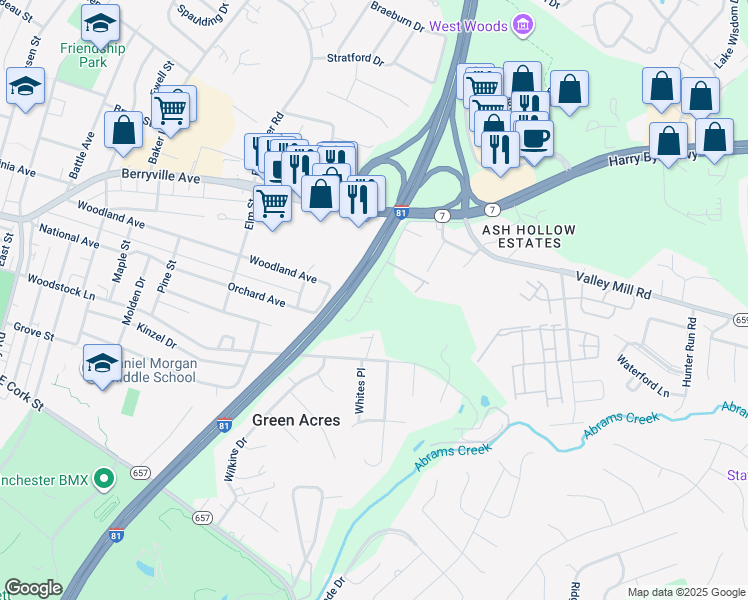 map of restaurants, bars, coffee shops, grocery stores, and more near 197 Dodge Avenue in Winchester