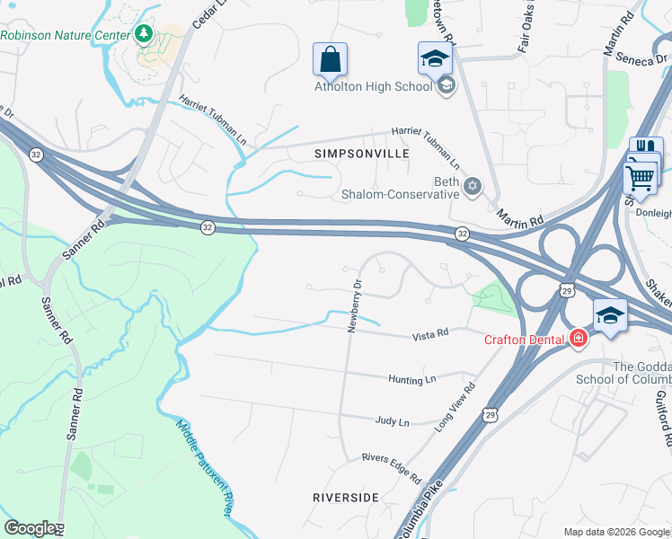 map of restaurants, bars, coffee shops, grocery stores, and more near 6913 Annabel Court in Columbia