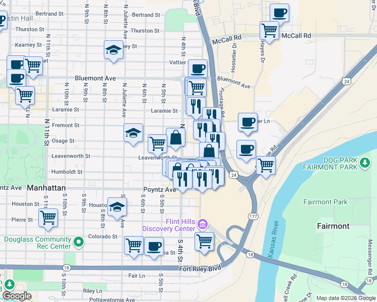 map of restaurants, bars, coffee shops, grocery stores, and more near 300 North 4th Street in Manhattan