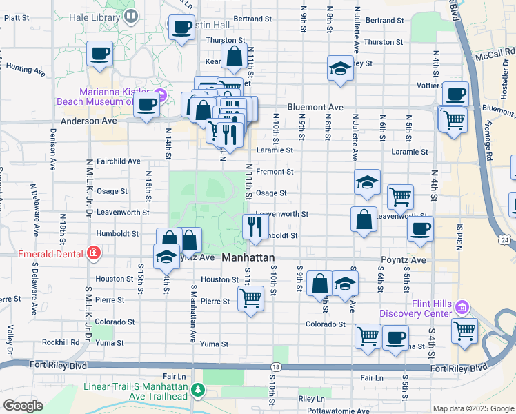 map of restaurants, bars, coffee shops, grocery stores, and more near in Manhattan