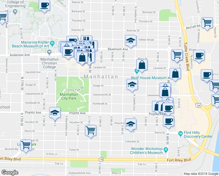 map of restaurants, bars, coffee shops, grocery stores, and more near 414 North 9th Street in Manhattan