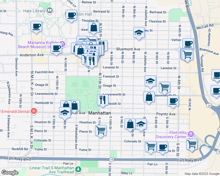 map of restaurants, bars, coffee shops, grocery stores, and more near in Manhattan
