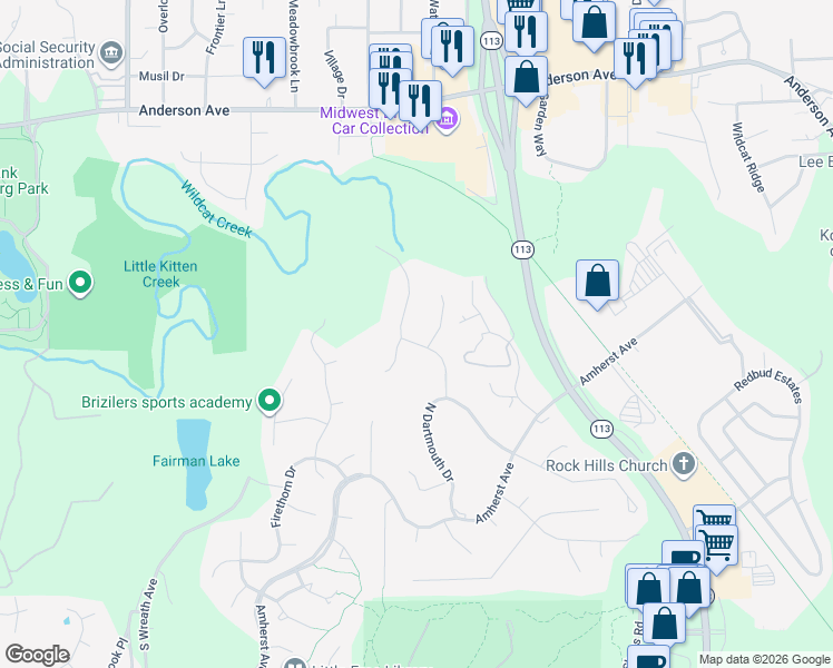 map of restaurants, bars, coffee shops, grocery stores, and more near 148 Bethany Dr in Manhattan