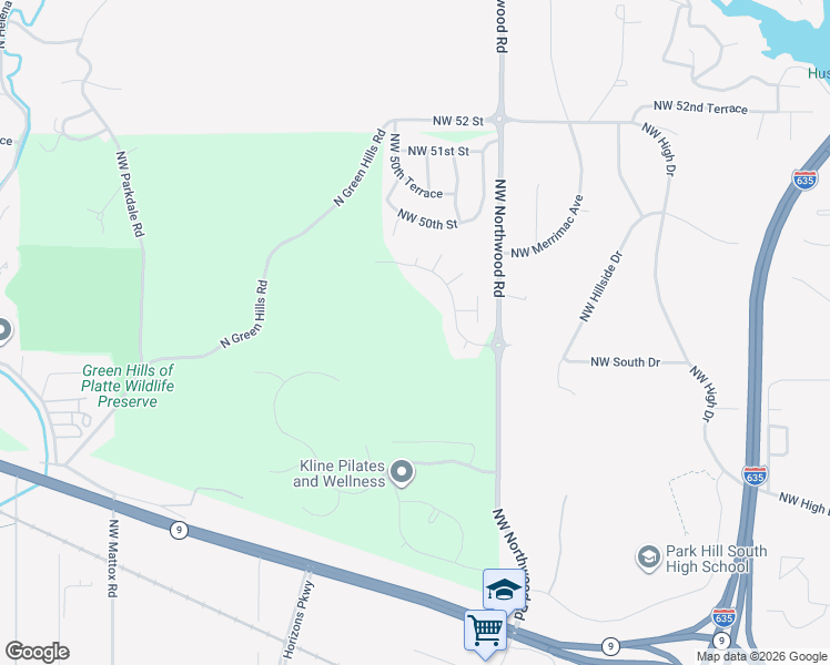 map of restaurants, bars, coffee shops, grocery stores, and more near 4800 Northwest Northwood Road in Riverside