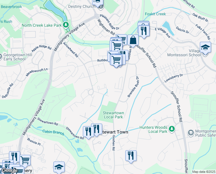 map of restaurants, bars, coffee shops, grocery stores, and more near 9200 Weathervane Place in Gaithersburg