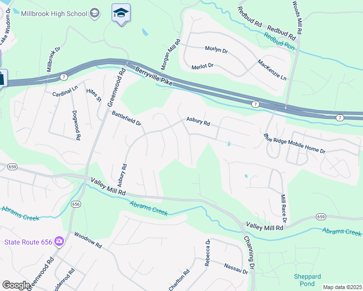 map of restaurants, bars, coffee shops, grocery stores, and more near 111 Settlers Circle in Winchester