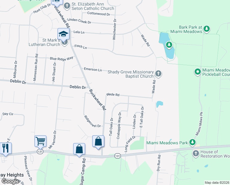 map of restaurants, bars, coffee shops, grocery stores, and more near 1400 Wade Road in Milford