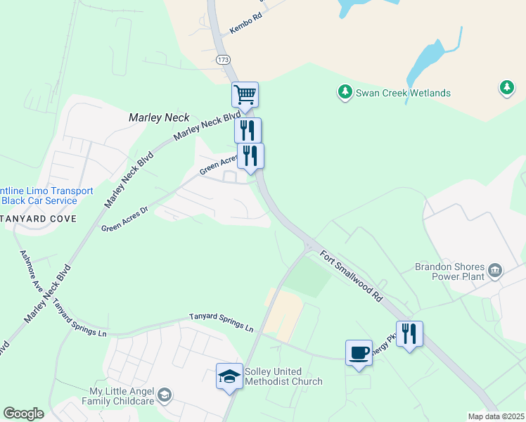 map of restaurants, bars, coffee shops, grocery stores, and more near 922 Lauren Way in Baltimore