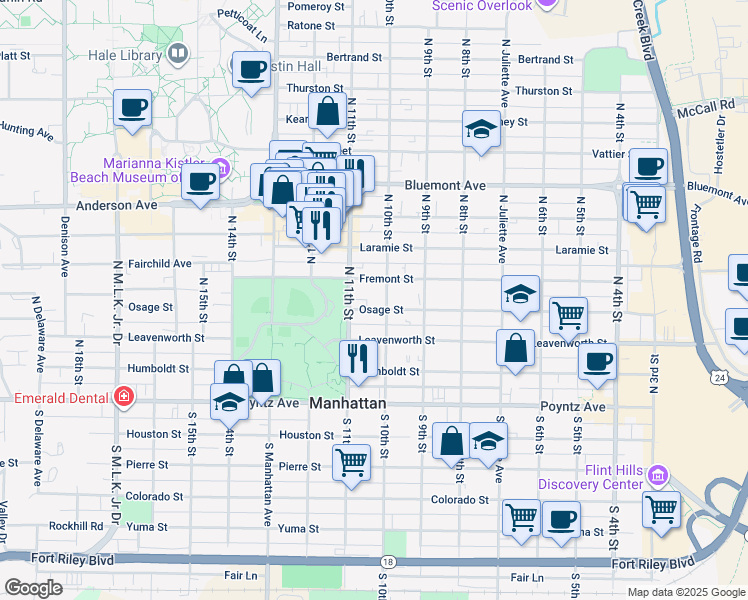 map of restaurants, bars, coffee shops, grocery stores, and more near in Manhattan