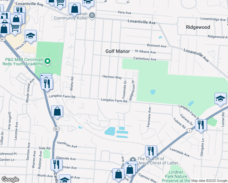 map of restaurants, bars, coffee shops, grocery stores, and more near 6029 Hammel Avenue in Cincinnati
