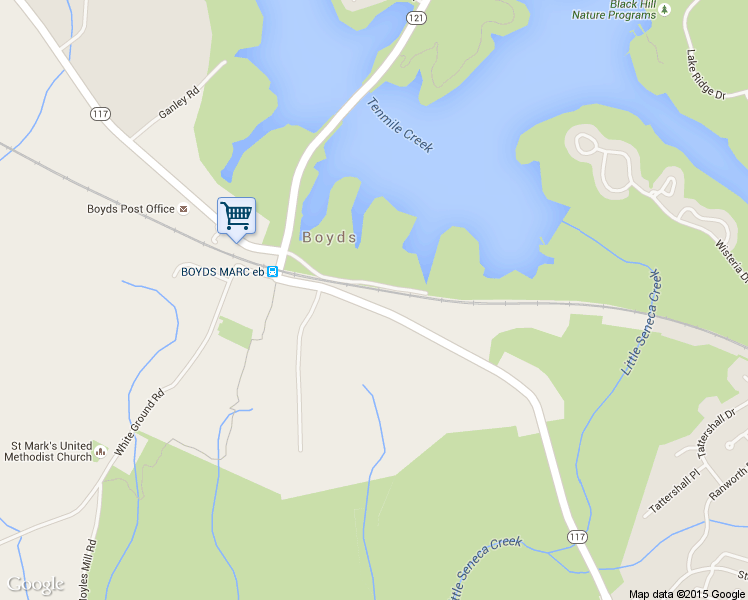 map of restaurants, bars, coffee shops, grocery stores, and more near 14801 Clopper Road in Boyds