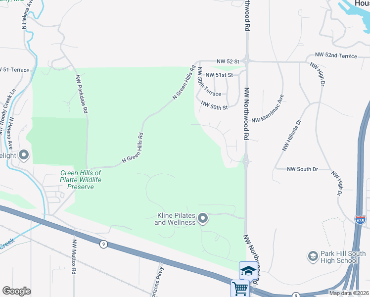map of restaurants, bars, coffee shops, grocery stores, and more near 4800 Northwest Northwood Road in Riverside