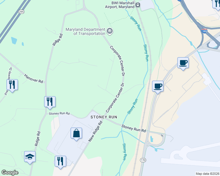 map of restaurants, bars, coffee shops, grocery stores, and more near 7300 Corporate Center Drive in Anne Arundel County