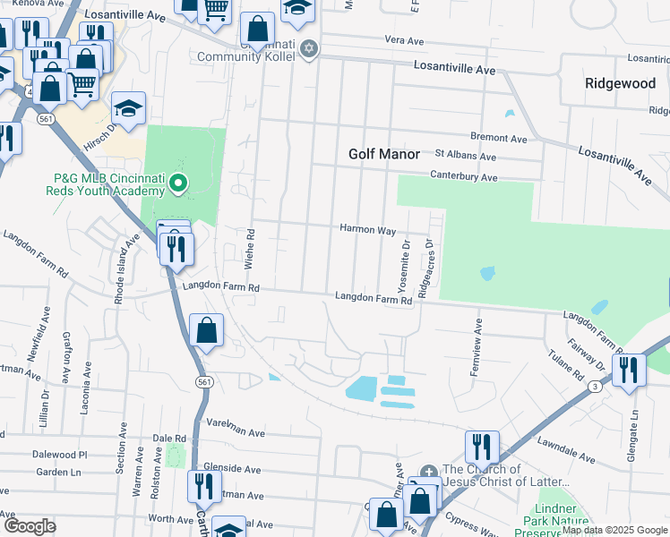 map of restaurants, bars, coffee shops, grocery stores, and more near 6028 Mayflower Avenue in Cincinnati