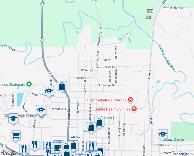 map of restaurants, bars, coffee shops, grocery stores, and more near 100 Bourne Street in Mexico