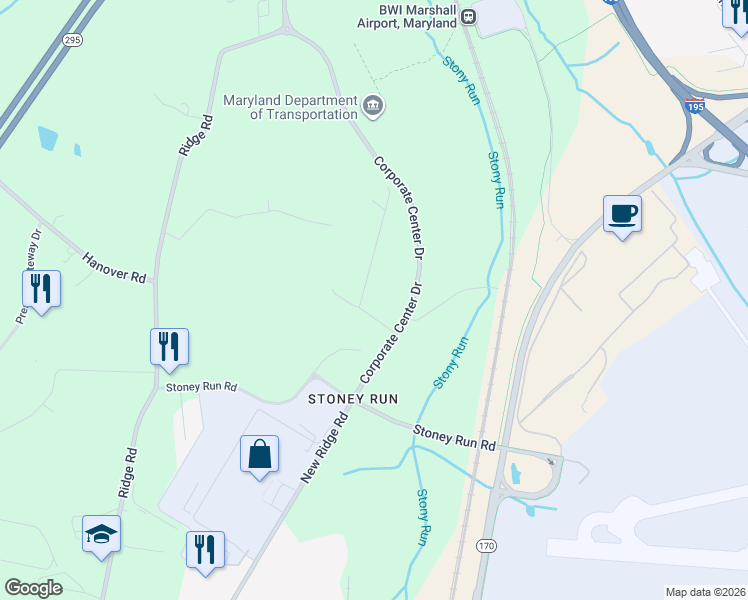map of restaurants, bars, coffee shops, grocery stores, and more near 7300 Corporate Center Drive in Anne Arundel County
