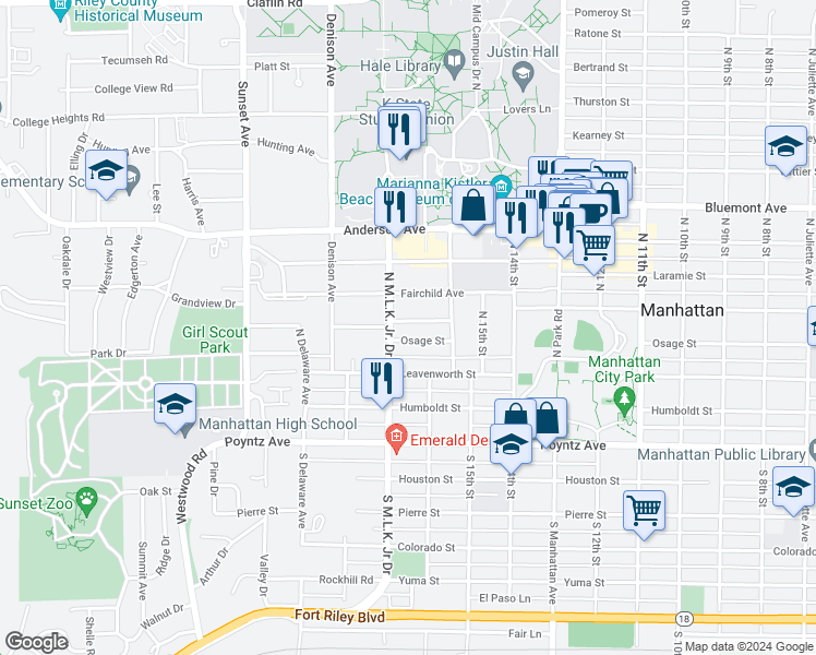 map of restaurants, bars, coffee shops, grocery stores, and more near 1637 Fairview Avenue in Manhattan