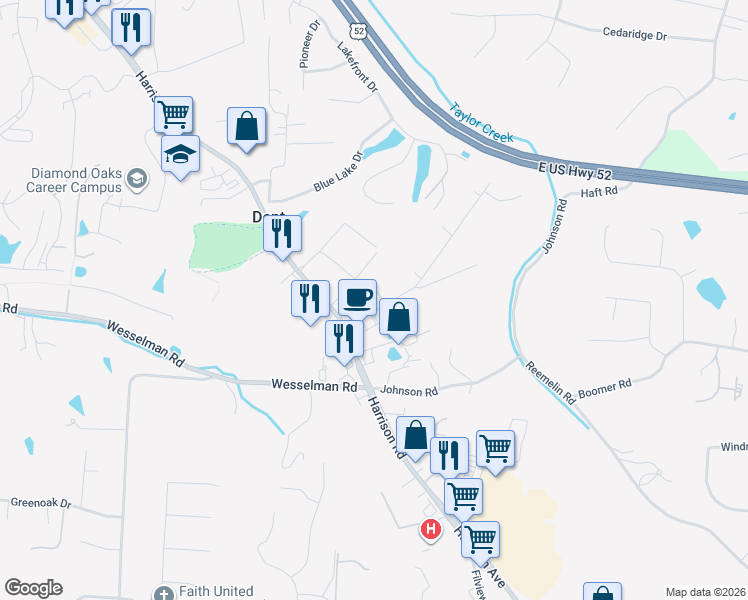 map of restaurants, bars, coffee shops, grocery stores, and more near 5045 Valley Ridge Road in Cincinnati