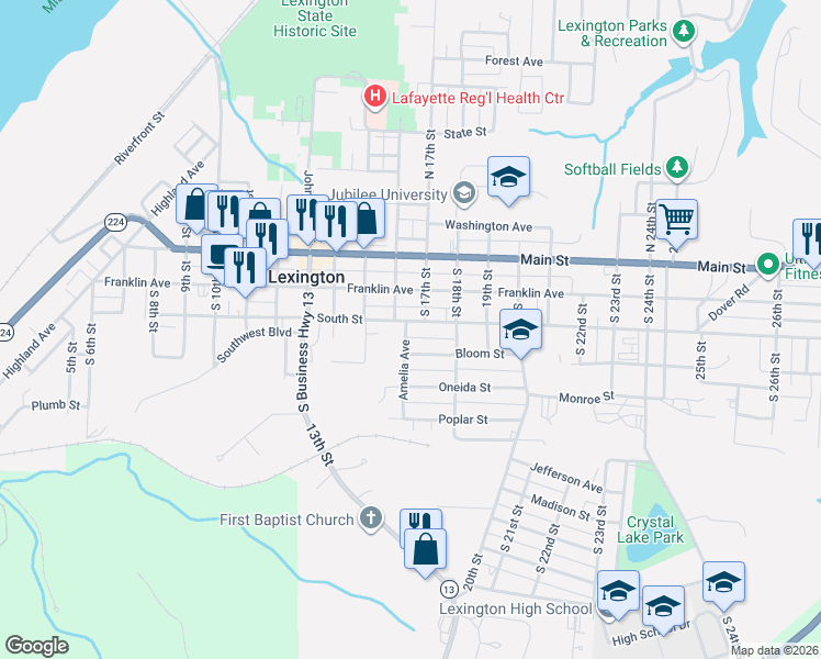 map of restaurants, bars, coffee shops, grocery stores, and more near 1603 South Street in Lexington