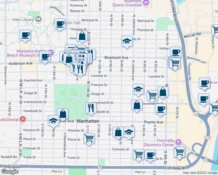 map of restaurants, bars, coffee shops, grocery stores, and more near 414 North 9th Street in Manhattan
