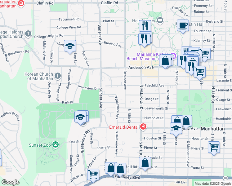 map of restaurants, bars, coffee shops, grocery stores, and more near 332 North Delaware Avenue in Manhattan