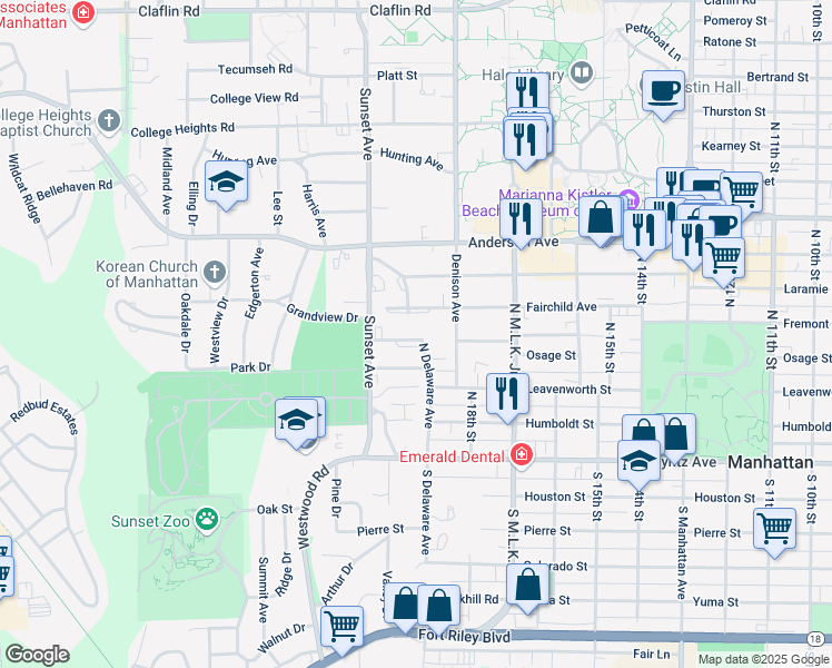 map of restaurants, bars, coffee shops, grocery stores, and more near 344 North Delaware Avenue in Manhattan