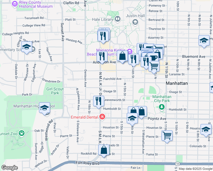 map of restaurants, bars, coffee shops, grocery stores, and more near 1632 Fairview Avenue in Manhattan