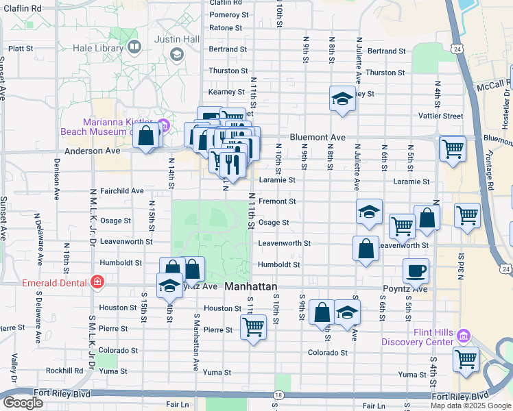 map of restaurants, bars, coffee shops, grocery stores, and more near 422 North 11th Street in Manhattan
