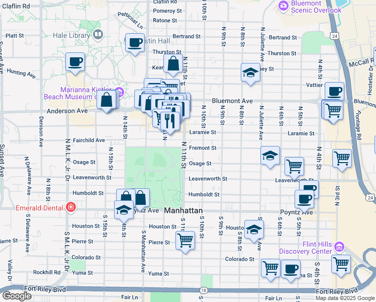 map of restaurants, bars, coffee shops, grocery stores, and more near 412 North 11th Street in Manhattan