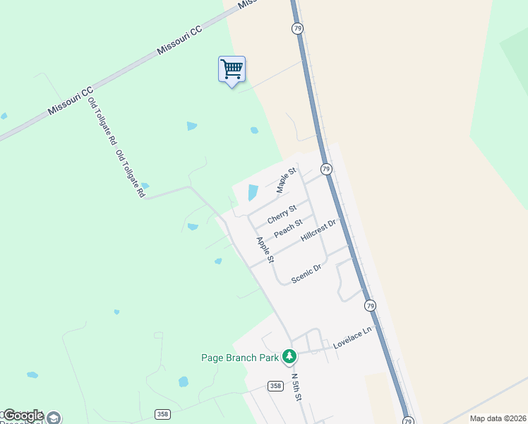 map of restaurants, bars, coffee shops, grocery stores, and more near 215 Cherry Street in Elsberry