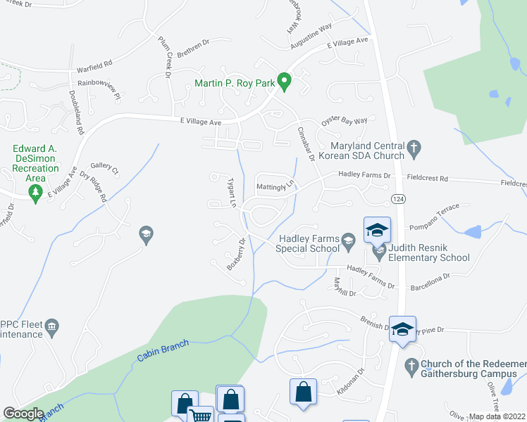 map of restaurants, bars, coffee shops, grocery stores, and more near 7645 Elioak Terrace in Gaithersburg