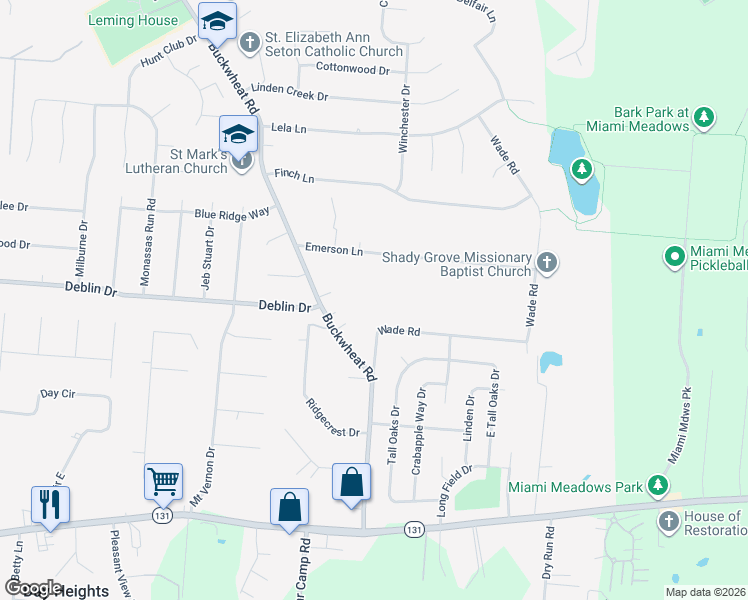 map of restaurants, bars, coffee shops, grocery stores, and more near 1386 Wade Road in Milford