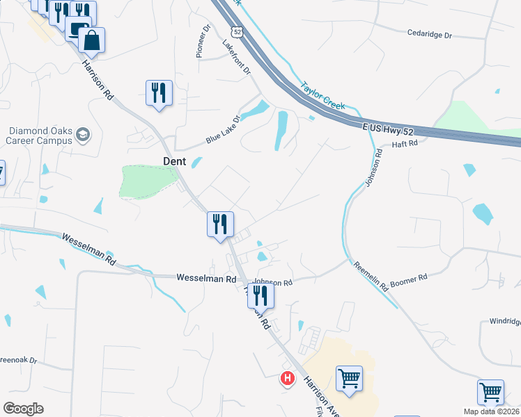 map of restaurants, bars, coffee shops, grocery stores, and more near 5045 Valley Ridge Road in Cincinnati