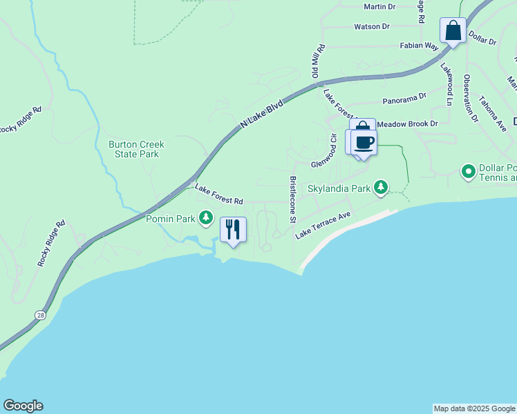map of restaurants, bars, coffee shops, grocery stores, and more near 2560 Lake Forest Road in Tahoe City