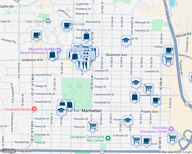 map of restaurants, bars, coffee shops, grocery stores, and more near 512 North 11th Street in Manhattan