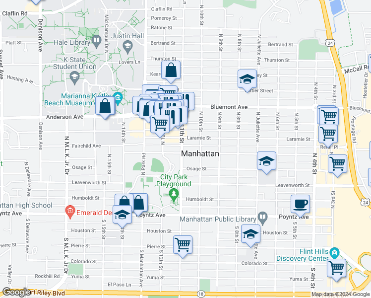 map of restaurants, bars, coffee shops, grocery stores, and more near 512 North 11th Street in Manhattan