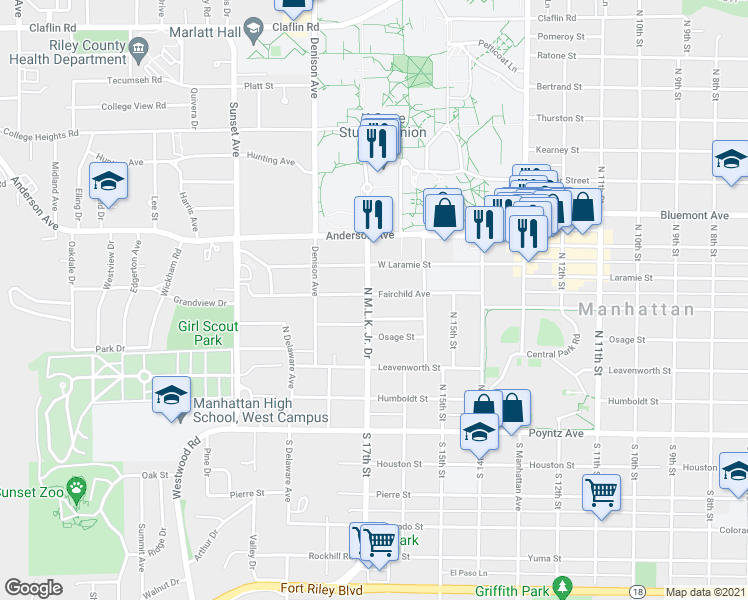 map of restaurants, bars, coffee shops, grocery stores, and more near 509 North 17th Street in Manhattan