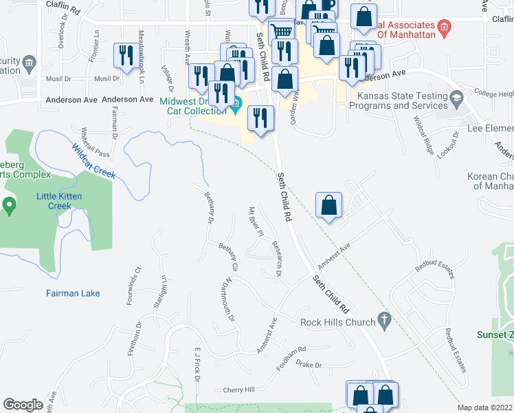 map of restaurants, bars, coffee shops, grocery stores, and more near 705 Timberwick Place in Manhattan