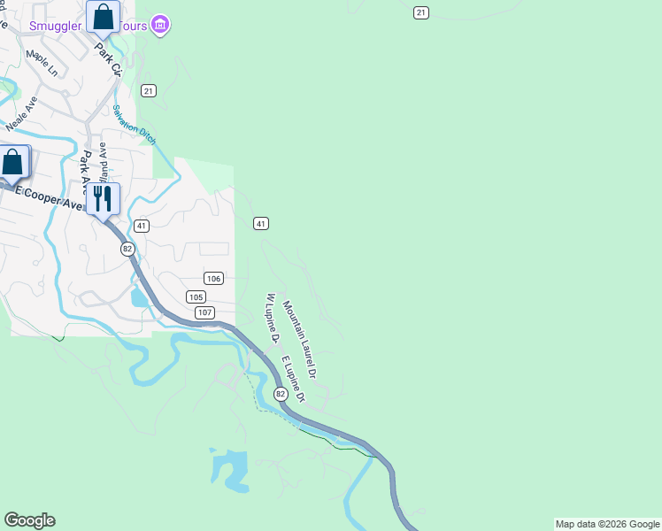 map of restaurants, bars, coffee shops, grocery stores, and more near 663 Mountain Laurel Drive in Aspen