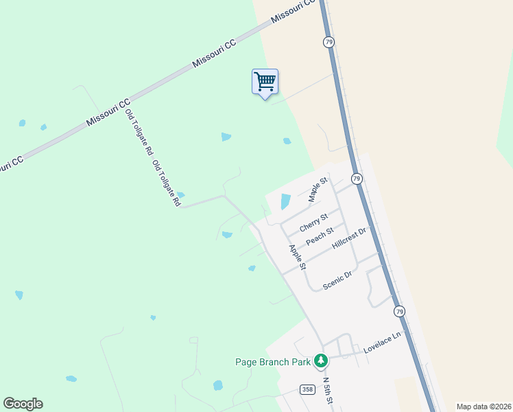 map of restaurants, bars, coffee shops, grocery stores, and more near 109 Whispering Pines Drive in Elsberry