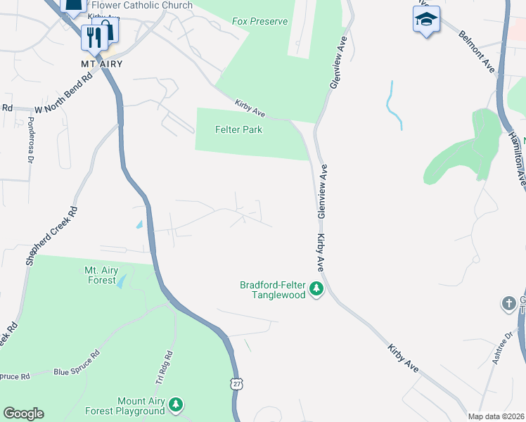 map of restaurants, bars, coffee shops, grocery stores, and more near 4844-4866 Hawaiian Terrace in Cincinnati