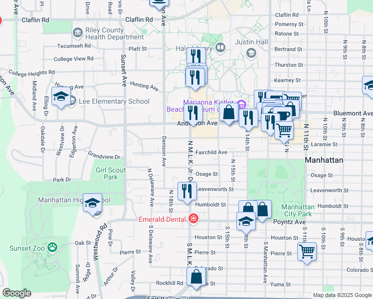 map of restaurants, bars, coffee shops, grocery stores, and more near 501 North 17th Street in Manhattan