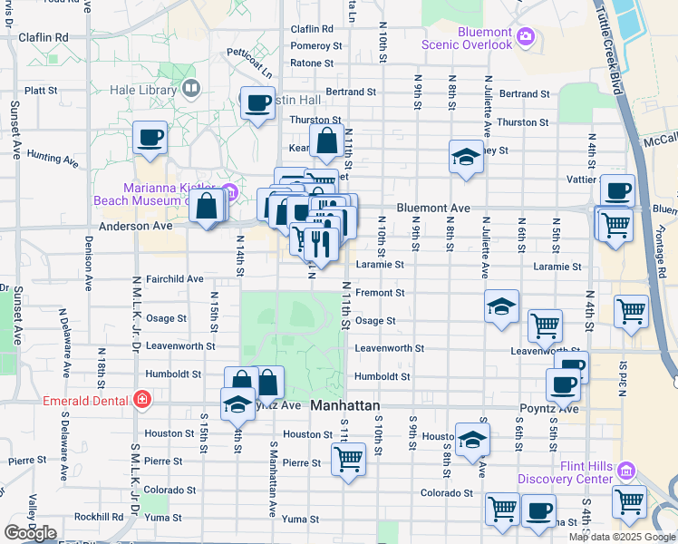 map of restaurants, bars, coffee shops, grocery stores, and more near 512 North 11th Street in Manhattan