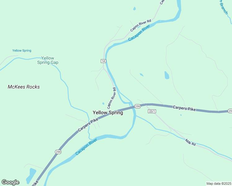 map of restaurants, bars, coffee shops, grocery stores, and more near 9987 Capon River Road in High View