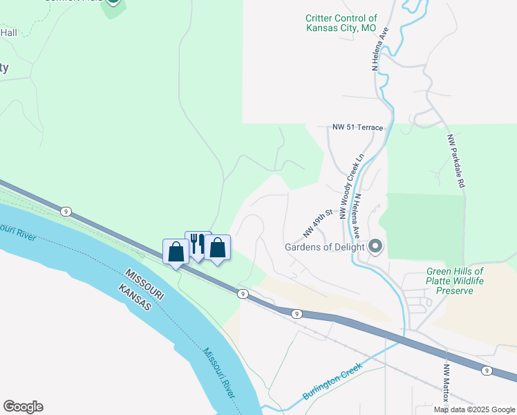 map of restaurants, bars, coffee shops, grocery stores, and more near 6708 50th in Kansas City